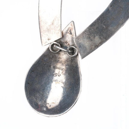 Vintage Calvin Peterson Navajo Sterling silver malachite cluster bib necklace