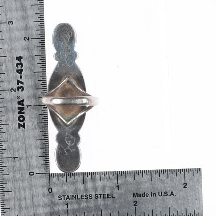 sz7.5 Long vintage Navajo sterling silver ring w/nice turquoise