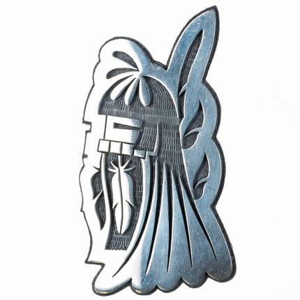 Ramon Dalangyawma Hopi overlay large kachina figure pendant sterling silver