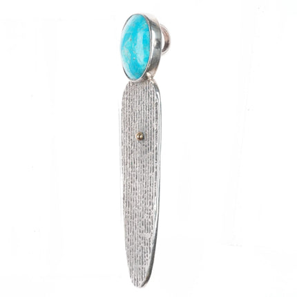 Ira Custer Navajo Tufa Cast sterling silver/14k gold turquoise pendant/pin