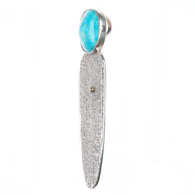 Ira Custer Navajo Tufa Cast sterling silver/14k gold turquoise pendant/pin