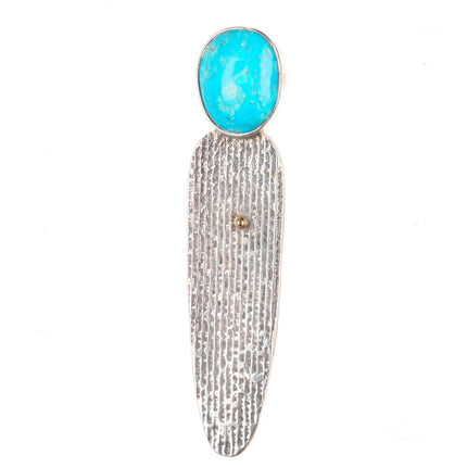Ira Custer Navajo Tufa Cast sterling silver/14k gold turquoise pendant/pin