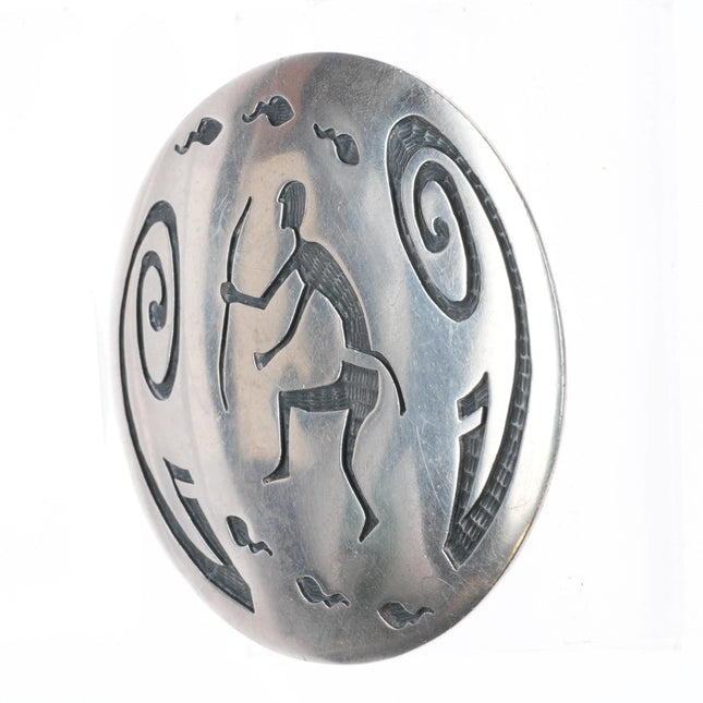 Large Vintage Hopi-Hopicrafts Overlay hunter pendant sterling silver