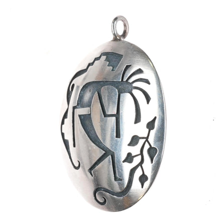 Troy Hoyungwa Hopi Overlay pendant sterling silver Kokopelli flute player