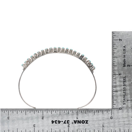 6" P Dishta Zuni Snake Eye turquoise double row cuff bracelet sterling silver