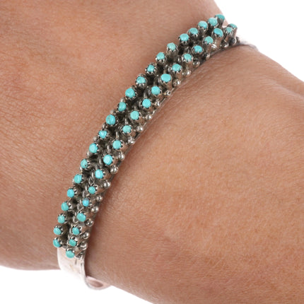 6" P Dishta Zuni Snake Eye turquoise double row cuff bracelet sterling silver