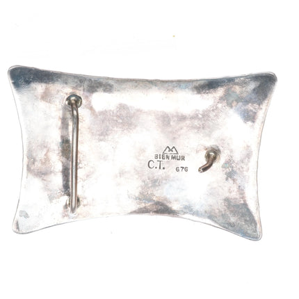 Big 1970's CT Navajo Bien Mur Shop Sterling silver, turquoise, Coral belt buckle