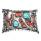 Big 1970's CT Navajo Bien Mur Shop Sterling silver, turquoise, Coral belt buckle