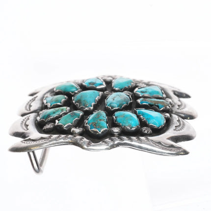 40's-50's Zuni cast sterling silver Morenci turquoise cluster belt buckle