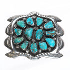 40's-50's Zuni cast sterling silver Morenci turquoise cluster belt buckle