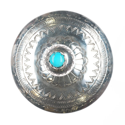Jeffrey Castillo Navajo hand stamped sterling silver/turquoise jar w/lid