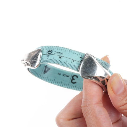 7" Huge Randy Hoskie Navajo carinated sterling silver hand stamped cuff bracelet