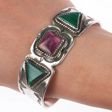 7" Alice McShirley Navajo sterling silver spiny oyster cuff bracelet
