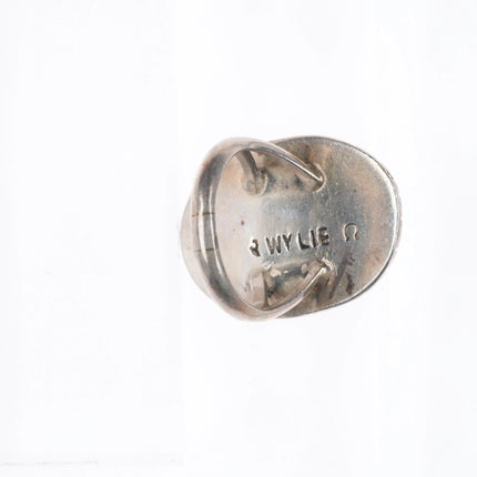 sz7.5 vintage Richard Wylie Navajo sterling silver shadowbox ring w/turquoise