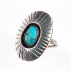sz7.5 vintage Richard Wylie Navajo sterling silver shadowbox ring w/turquoise