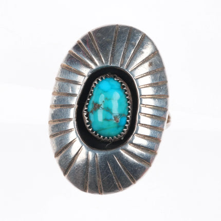 sz7.5 vintage Richard Wylie Navajo sterling silver shadowbox ring w/turquoise