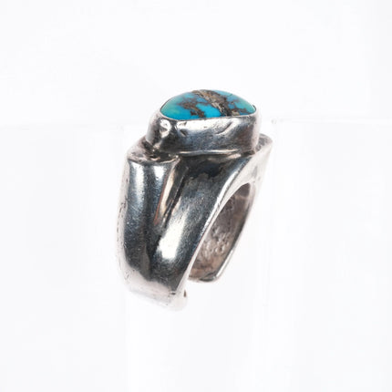 sz5.5 Vintage southwestern modernist sterling silver turquoise freeform ring