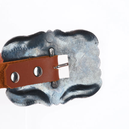 44" 40's-50's  Vintage Navajo hand stamped sterling silver concho belt