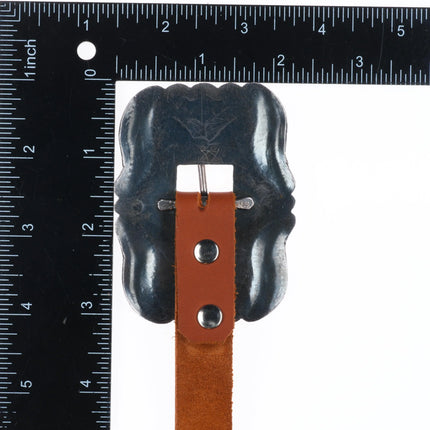 44" 40's-50's  Vintage Navajo hand stamped sterling silver concho belt