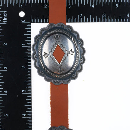 44" 40's-50's  Vintage Navajo hand stamped sterling silver concho belt