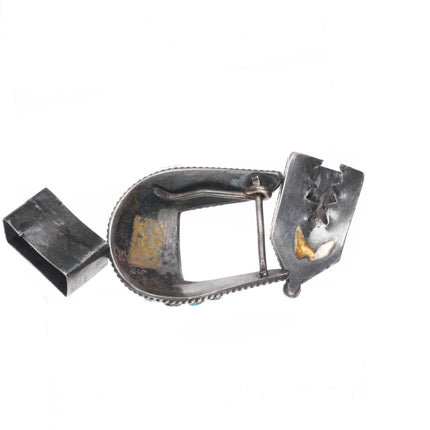 c1940's Zuni snake eye turquoise ranger belt buckle set sterling silver