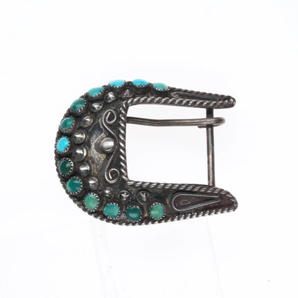 c1940's Zuni snake eye turquoise ranger belt buckle set sterling silver