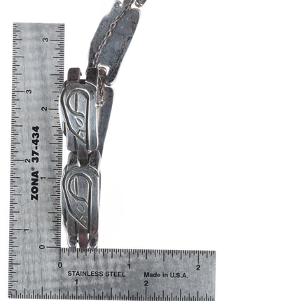 7" Retro Taxco sterling silver Aztec style modernist Mexican link bracelet