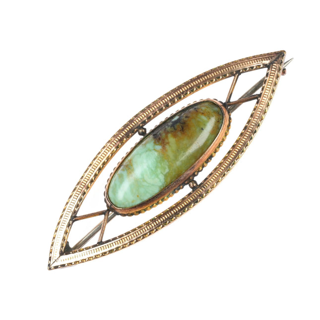 Antique Victorian 9ct gold and turquoise pin/brooch