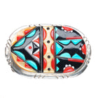 Virginia Quam Zuni sterling silver cobblestone inlay turquoise/coral belt buckle