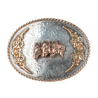 Vintage Sterling silver Diablo Big hand engraved horse heads trophy belt buckle