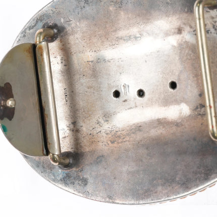 Vintage Sterling silver Diablo Big hand engraved horse heads trophy belt buckle