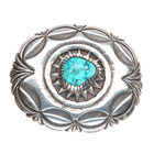 Emerson Bill Navajo Deep stamped sterling silver hi-grade turquoise belt buckle