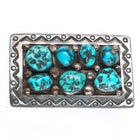 Heavy Vintage Becenti Navajo square sterling silver turquoise  belt buckle