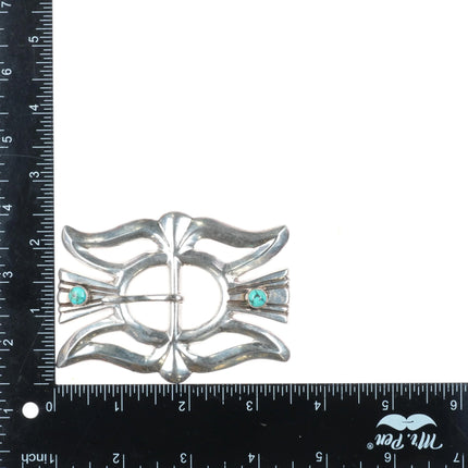 Vintage Navajo cast sterling silver belt buckle w/ nice turquoise