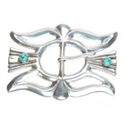 Vintage Navajo cast sterling silver belt buckle w/ nice turquoise