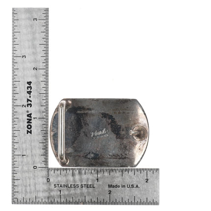 Vintage Sterling silver Ricardo Masonic hand engraved  belt buckle