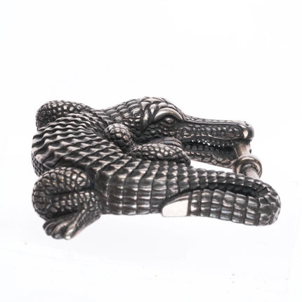 Vintage Barry Kieselstein Cord Sterling silver Alligator belt buckle