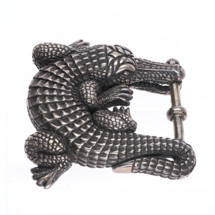 Vintage Barry Kieselstein Cord Sterling silver Alligator belt buckle