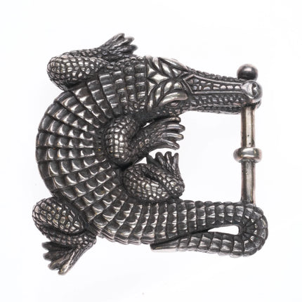 Vintage Barry Kieselstein Cord Sterling silver Alligator belt buckle