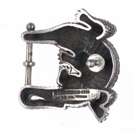 Vintage Barry Kieselstein Cord Sterling silver Alligator belt buckle