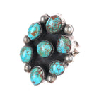 sz5 Vintage Navajo Red web Kingman turquoise cluster ring sterling silver