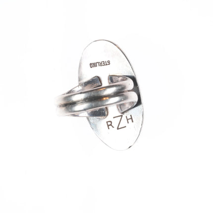 sz7 Vintage RZH Navajo sterling silver jasper ring w/ rope bezel