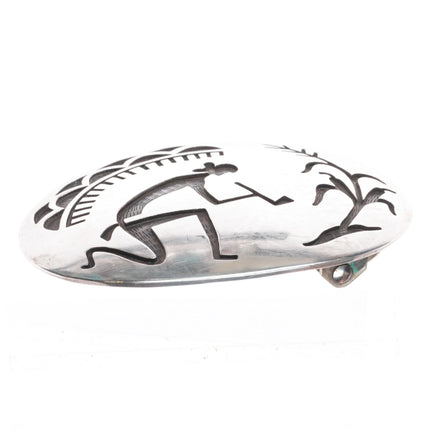 Manuel Hoyungowa Hopi Overlay belt buckle pipe smoker, corn,  sterling silver
