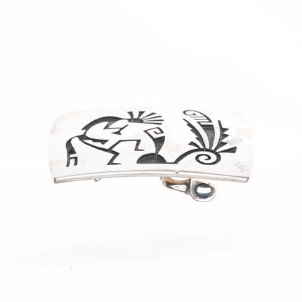 Faron Yowytewa Hopi Overlay Kokopelli belt buckle sterling silver