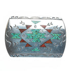 Vintage Navajo sterling silver turquoise chip inlay rug pattern belt buckle