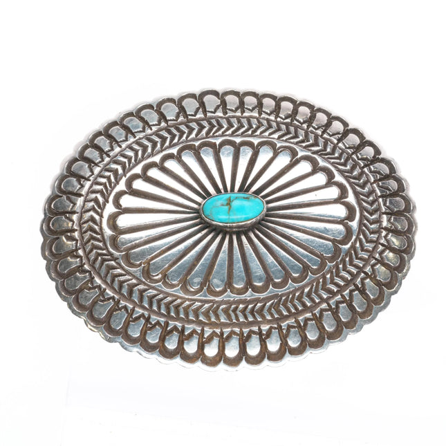 Vintage Navajo Alfred Martinez sterling silver and turquoise belt buckle