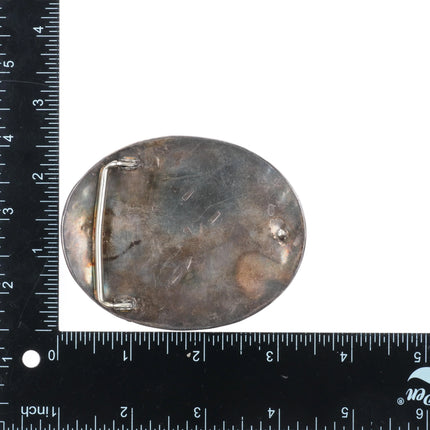Vintage Navajo sterling silver dollar sign turquoise belt buckle
