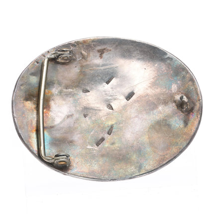 Vintage Navajo sterling silver dollar sign turquoise belt buckle
