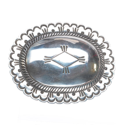 Vintage Navajo sterling silver concho style hand stamped belt buckle