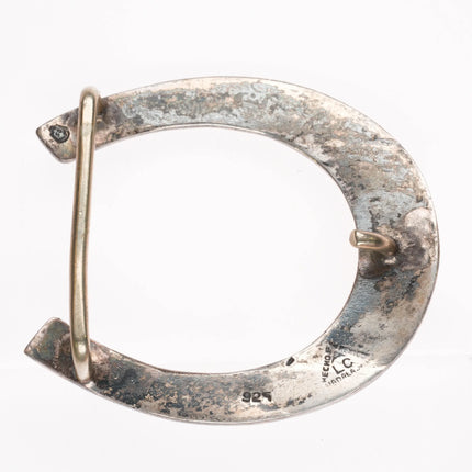 Vintage Mexican sterling silver horseshoe belt buckle horse themed/equestrian